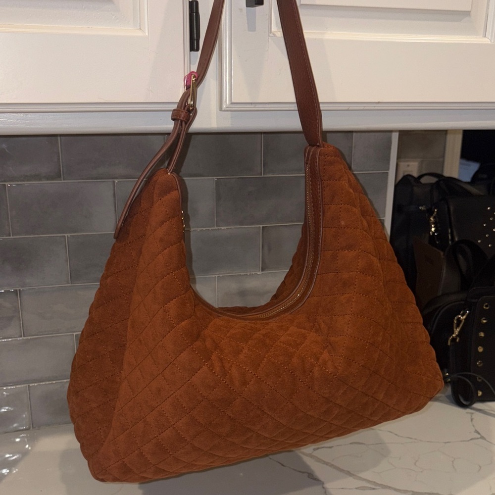 Shiraleah Quilted Tan Hobo Bag